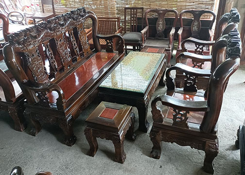 thanh lý bộ bàn ghế gỗ tay 12 giá rẻ